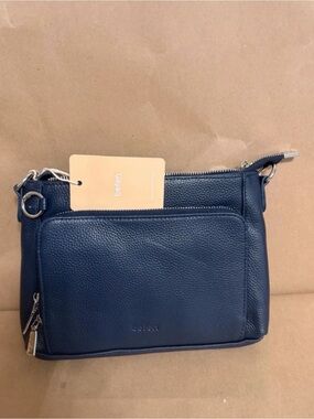 BEFEN Navy Leather Crossbody Bag
